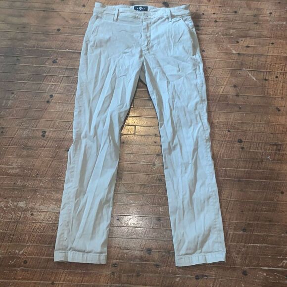 7 for All Mankind tan straight leg luxe performance 31x31 slacks - Picture 2 of 5